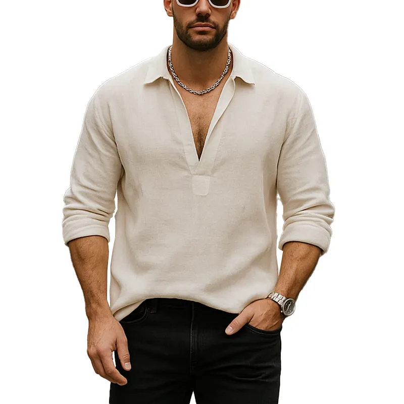 Men's Summer Lightweight Breathable Linen Long Sleeve Shirt MTA0557F6P sold by Manly