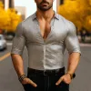 Men's Summer Fashion Textured Fabric Long Sleeve Shirt MTA0536F9P sold by Manly