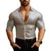 Men's Summer Fashion Textured Fabric Long Sleeve Shirt MTA0536F9P sold by Manly