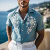 Men's Summer Floral Embroidered Cotton And Linen Beach Shirt MTA0506F8U sold by Manly