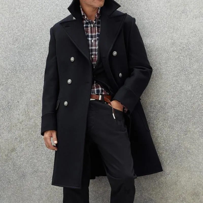 Men's Vintage Lapel Wool Blend Double-Breasted Mid-Length Coat 28292699M sold by Manly product image thumbnail 2