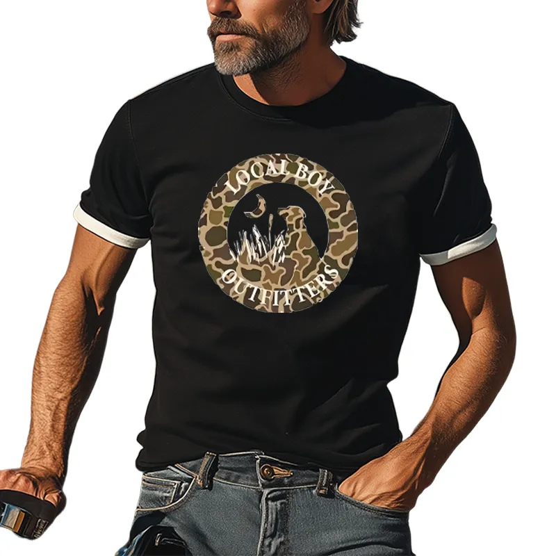 Men's Casual American Retro Western Tough Style Cotton Blend Camouflage Print Slim Fit Short-sleeved T-shirt MTA0715F9K sold by Manly