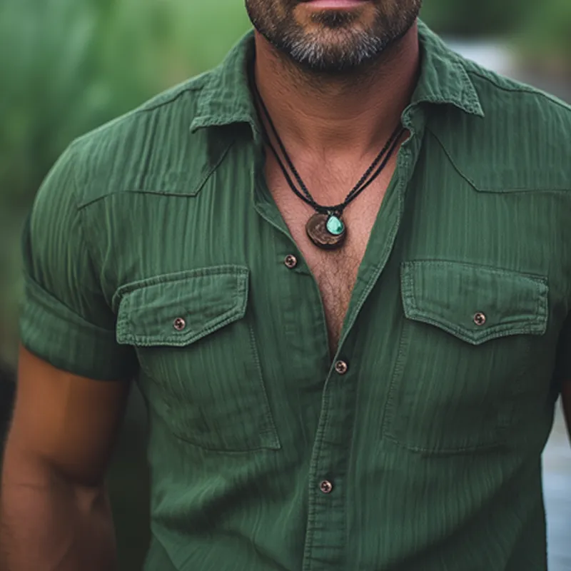 Men's Summer Classic Textured Short Sleeve Shirt MTA0740F5U sold by Manly product image thumbnail 4