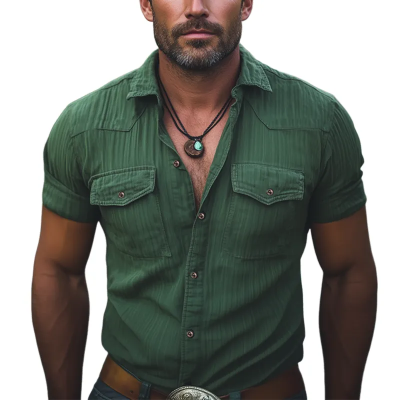 Men's Summer Classic Textured Short Sleeve Shirt MTA0740F5U sold by Manly