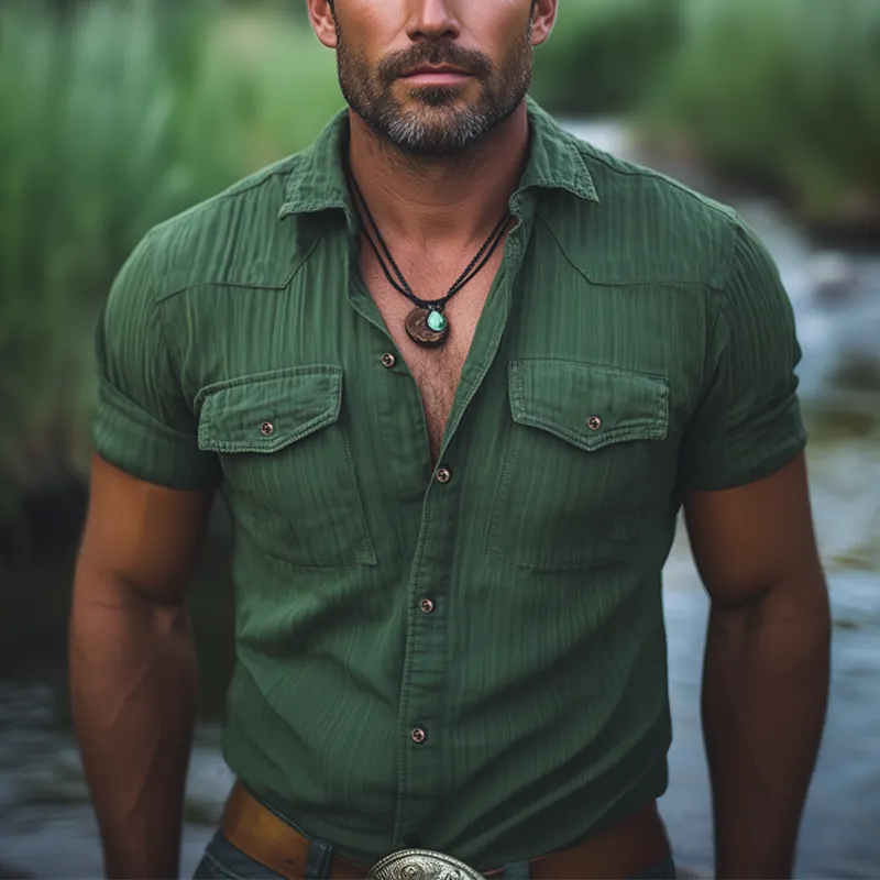 Men's Summer Classic Textured Short Sleeve Shirt MTA0740F5U sold by Manly product image thumbnail 2