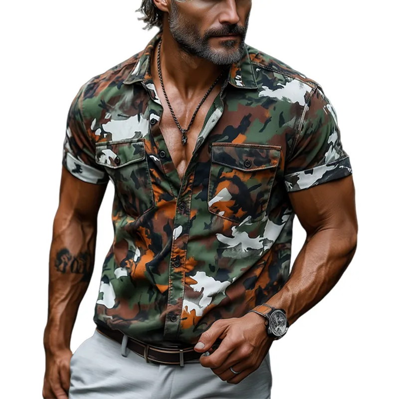 Men's Summer Classic Camouflage Short Sleeve Shirt MTA0795F0U sold by Manly