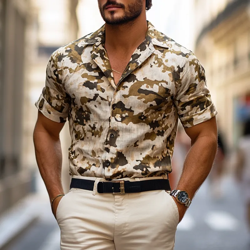 Men's Camouflage Print Lapel Short Sleeve Casual Shirt MTA0790F6Z sold by Manly product image thumbnail 2