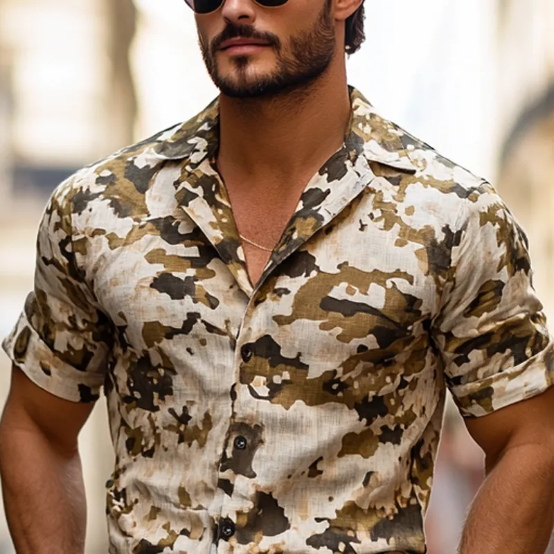 Men's Camouflage Print Lapel Short Sleeve Casual Shirt MTA0790F6Z sold by Manly product image thumbnail 3