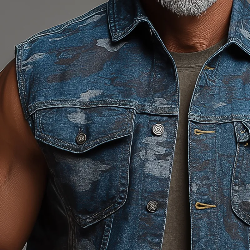 Men's Summer Fashion Camouflage Washed Denim Vest MTA0672F8P sold by Manly product image thumbnail 3