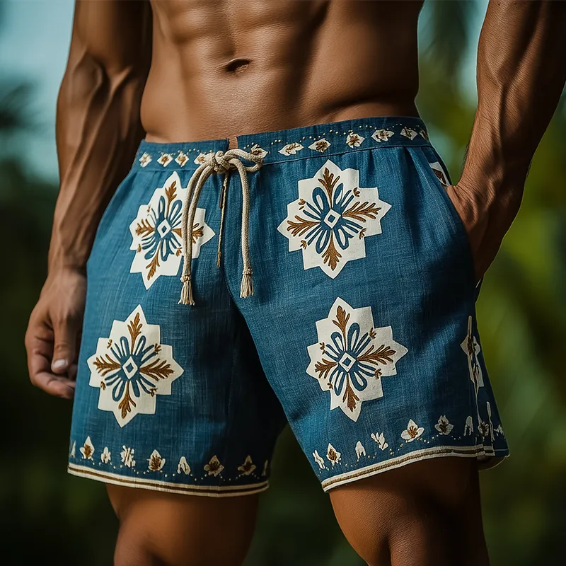 Men's Summer Fashion Printed Linen Casual Shorts MTA0924F8P sold by Manly product image thumbnail 2