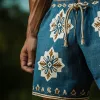 Men's Summer Fashion Printed Linen Casual Shorts MTA0924F8P sold by Manly