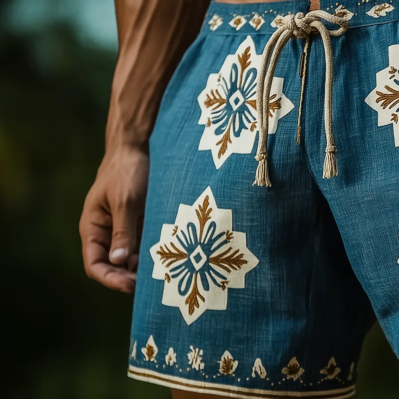 Men's Summer Fashion Printed Linen Casual Shorts MTA0924F8P sold by Manly product image thumbnail 3