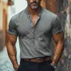 Men's Casual Cotton Blend Stand Collar Short-sleeved T-shirt MTA0997F4X sold by Manly