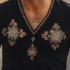 Men's Retro Print V-Neck Blended Short Sleeve T-Shirt MTA0962F9X sold by Manly