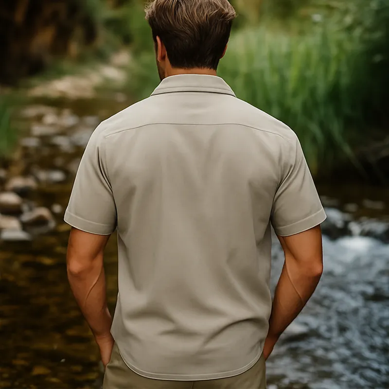 Men's Summer Suede Embroidered Short Sleeve Shirt MTA0963F3U sold by Manly product image thumbnail 4