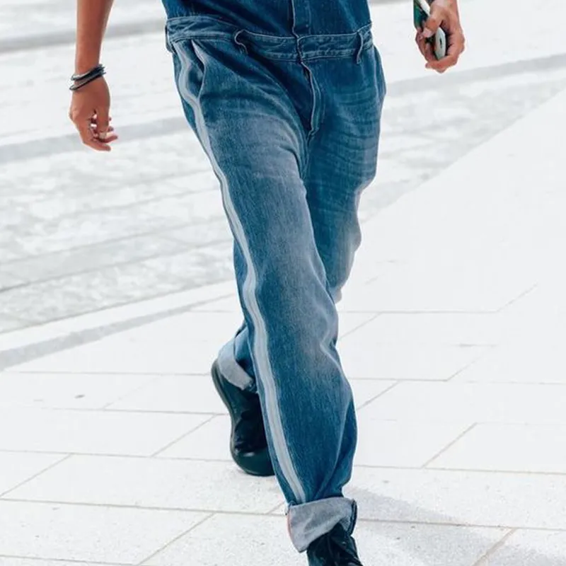 Men's Spring And Autumn Long Sleeve Long Pants Denim Jumpsuit MTA0766F8U sold by Manly product image thumbnail 3