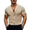 Men's Summer Lapel Knitted Short Sleeve Shirt MTA0779F8U sold by Manly