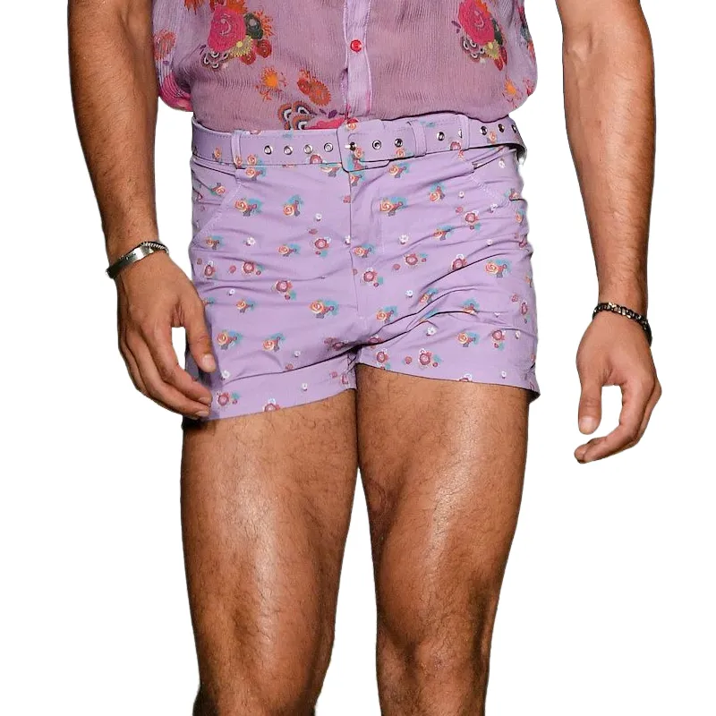 Men's Floral Print Straight Casual Shorts MTA0935F1Z (Without Belt) sold by Manly