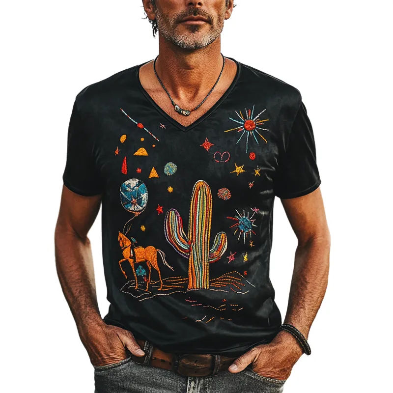 Men's Satin Embroidered Fun Graphic Short-Sleeved T-Shirt MTA1092F9X made by Manly