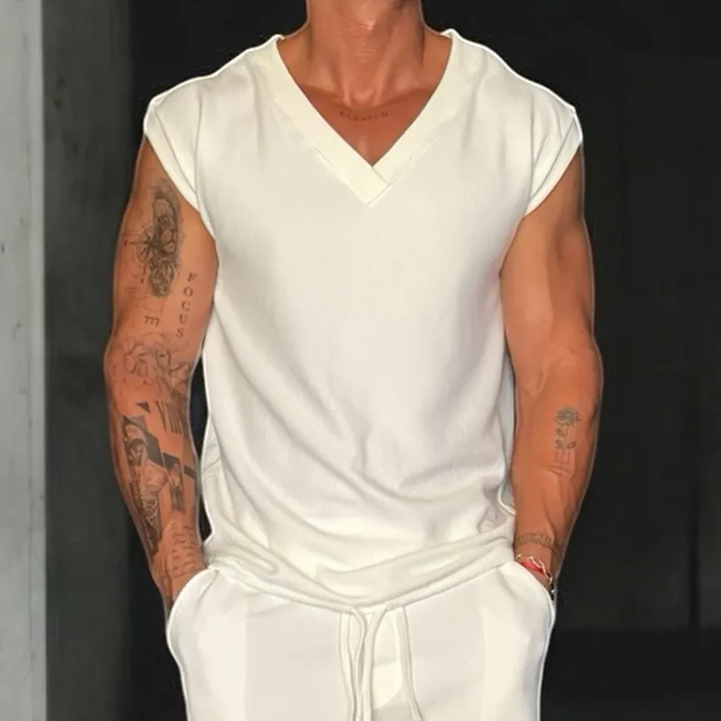 Men's Casual Cotton V-Neck Tank Tops MTA1181F5X sold by Manly product image thumbnail 2