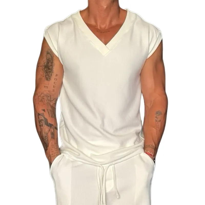 Men's Casual Cotton V-Neck Tank Tops MTA1181F5X sold by Manly