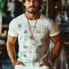 Men's Summer Fashion Newspaper Printed Round Neck Short Sleeve T-Shirt MTA1049F5U sold by Manly
