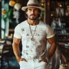 Men's Summer Fashion Newspaper Printed Round Neck Short Sleeve T-Shirt MTA1049F5U sold by Manly