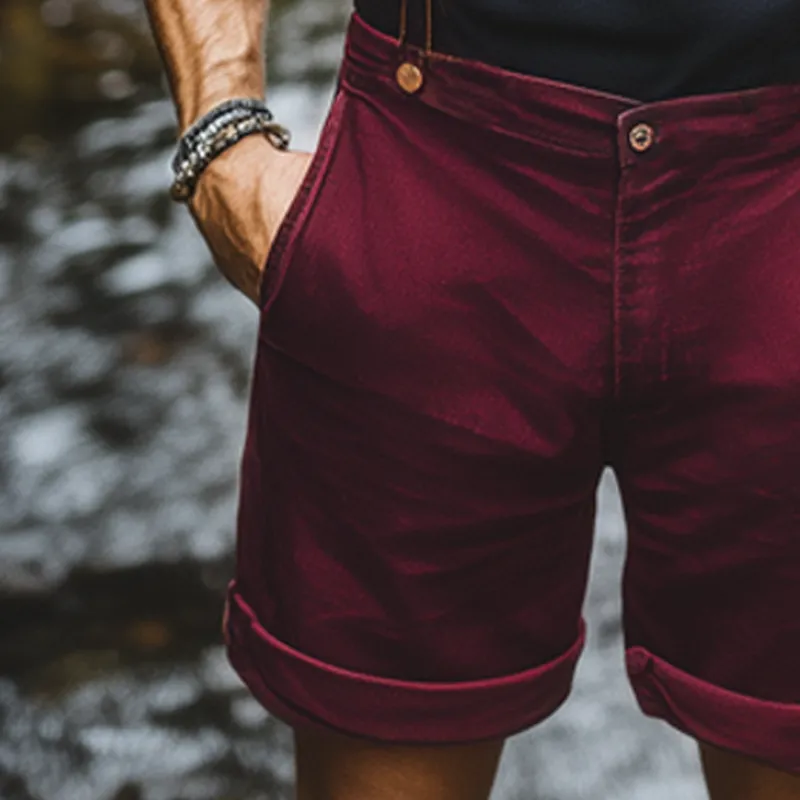 Men's Summer Classic Retro Solid Color Bib Shorts MTA1109F8U sold by Manly product image thumbnail 4