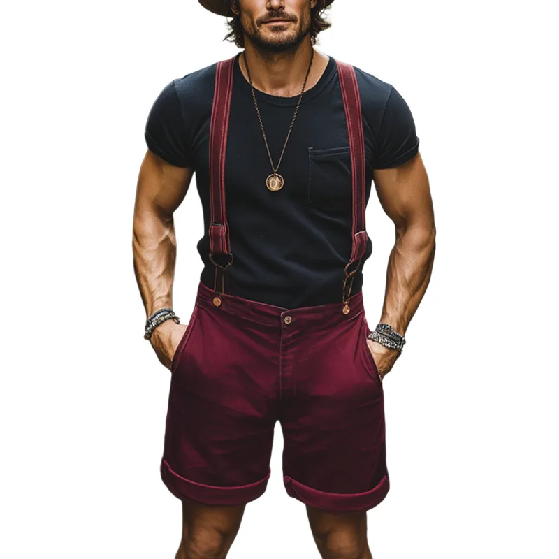 Men's Summer Classic Retro Solid Color Bib Shorts MTA1109F8U sold by Manly