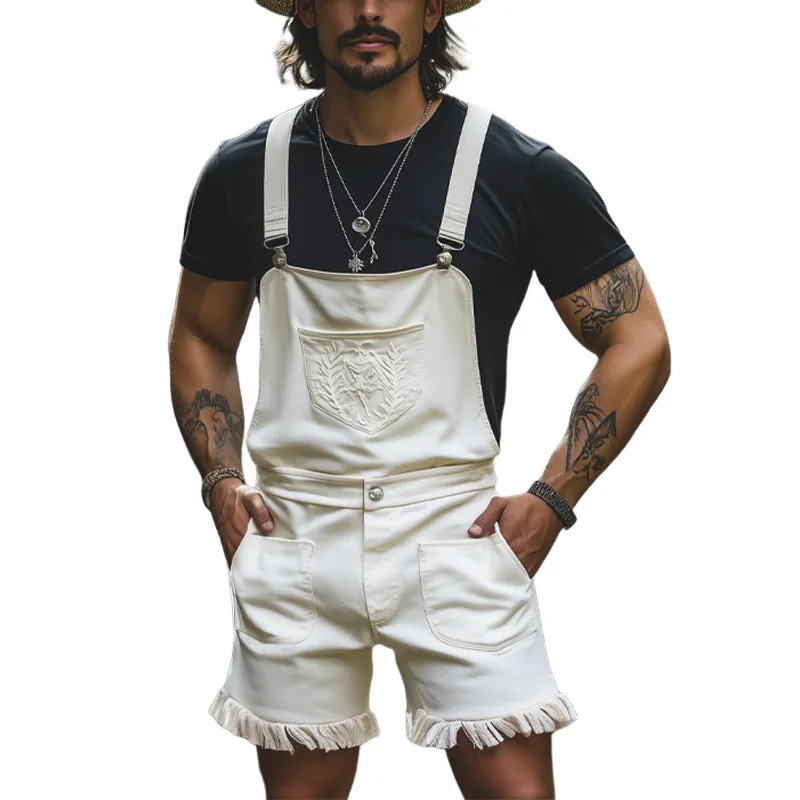 Men's Summer Fashion Embroidered Tassel Overalls MTA1172F6U sold by Manly