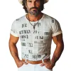 Men's Summer Fashion Newspaper Printed Round Short Sleeve T-shirt MTA1078F7U sold by Manly