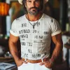 Men's Summer Fashion Newspaper Printed Round Short Sleeve T-shirt MTA1078F7U sold by Manly
