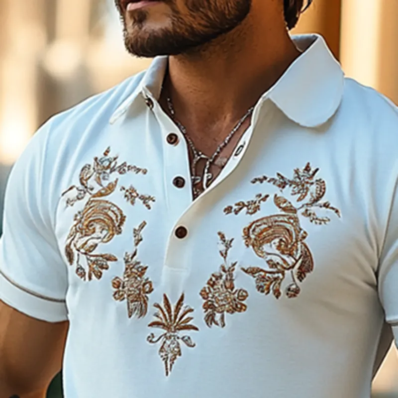 Men's Western Style Embroidered Short Sleeve Polo Shirt MTA0903F9Y sold by Manly product image thumbnail 2