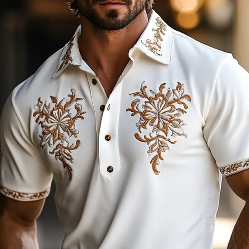 Men's Western Style Embroidered Short Sleeve Polo Shirt MTA0997F2Y sold by Manly product image thumbnail 2