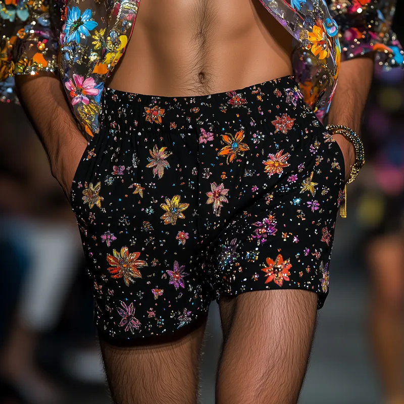 Men's Floral Print Cotton Casual Button Shorts MTA1036F1Z sold by Manly product image thumbnail 2