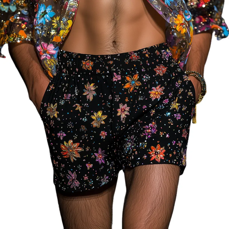Men's Floral Print Cotton Casual Button Shorts MTA1036F1Z sold by Manly