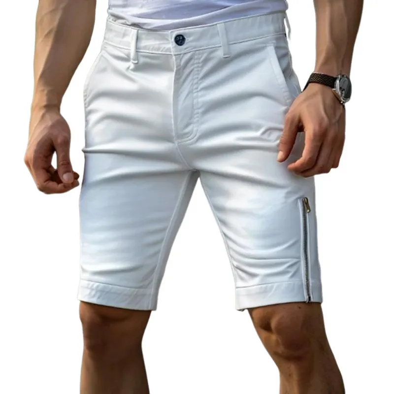 Men's Casual Breathable Cotton Zipper Decoration Slim Suit Shorts MTA1072F0M sold by Manly