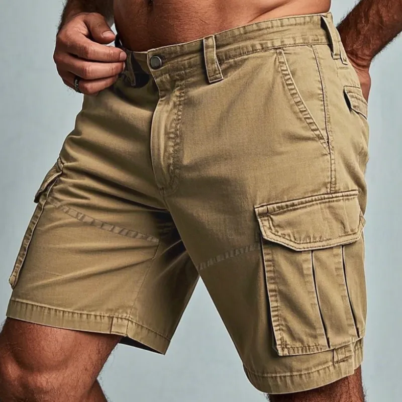 Men's Casual Outdoor Cotton Washed Distressed Multi-pocket Work Shorts MTA1027F4M sold by Manly product image thumbnail 2