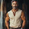 Men's Contrast Color Sleeveless Sports Casual Tank Tops MTA1011F9X sold by Manly