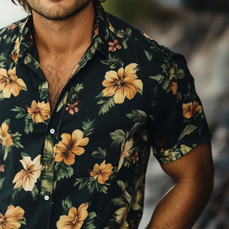Men's Summer Floral Printed Casual Beach Short Sleeve Shirt MTA1056F5U sold by Manly product image thumbnail 4