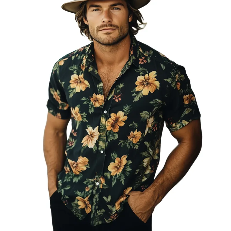 Men's Summer Floral Printed Casual Beach Short Sleeve Shirt MTA1056F5U sold by Manly