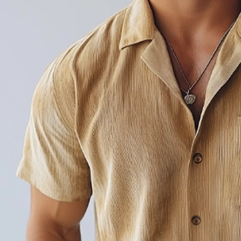 Men's Summer Textured Printed Short Sleeve Shirt MTA0960F6U sold by Manly product image thumbnail 4