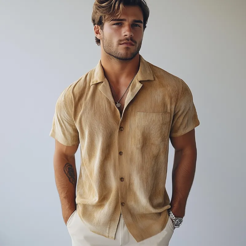 Men's Summer Textured Printed Short Sleeve Shirt MTA0960F6U sold by Manly product image thumbnail 3