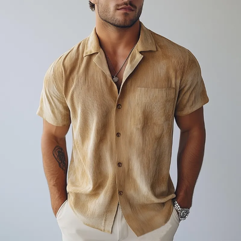 Men's Summer Textured Printed Short Sleeve Shirt MTA0960F6U sold by Manly product image thumbnail 2