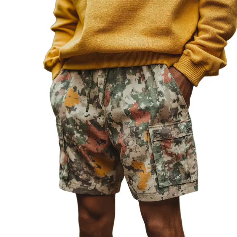 Men's Fashion Camouflage Print Washed Multi-Pocket Shorts MTA0958F2Y sold by Manly