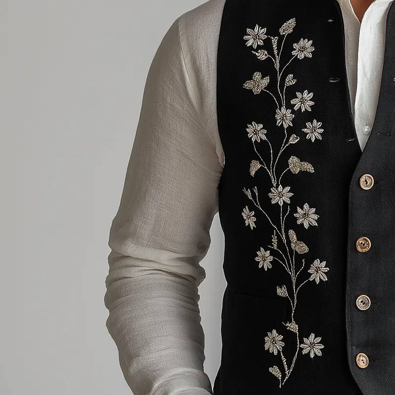 Men's Summer Fashion Cotton And Linen Embroidered Suit Vest MTA1018F1P sold by Manly product image thumbnail 3