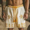 Men's Summer Fashion Cotton And Linen Embroidered Casual Shorts MTA1044F3P sold by Manly