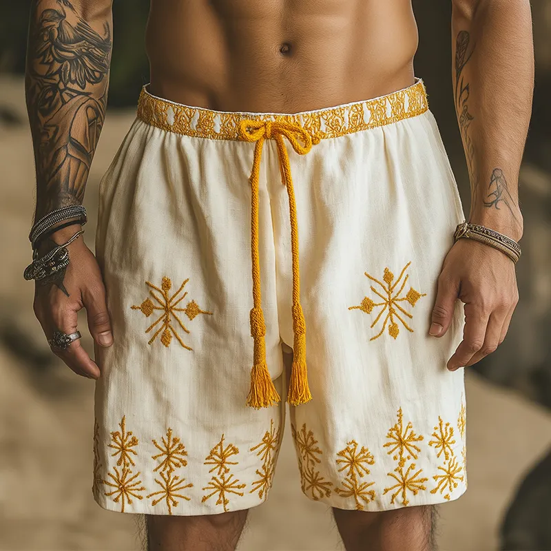 Men's Summer Fashion Cotton And Linen Embroidered Casual Shorts MTA1044F3P sold by Manly product image thumbnail 2