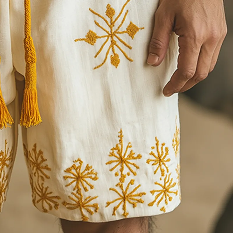 Men's Summer Fashion Cotton And Linen Embroidered Casual Shorts MTA1044F3P sold by Manly product image thumbnail 5