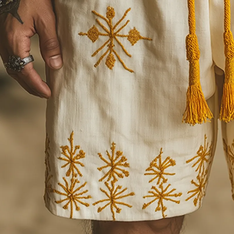 Men's Summer Fashion Cotton And Linen Embroidered Casual Shorts MTA1044F3P sold by Manly product image thumbnail 4